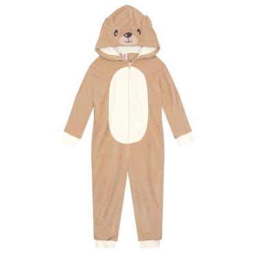 Imagem de Macacão pijama infantil de ursinho Brandili Natural