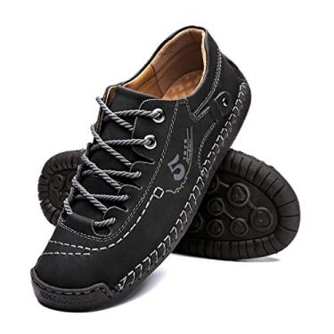 Imagem de alcubieree Sapatos Casuais Masculinos De Couro, Tênis Confortáveis Da Moda, Mocassins Leves, Para Caminhada E Direção, Homens (Tamanho 7,5-13) Pretos