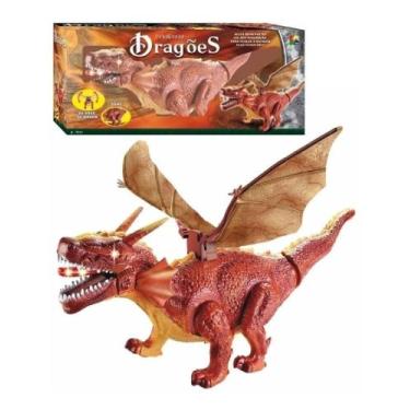 Imagem de Dragão 45 Cm Brinquedo Bate Asas Anda Dinossauro Som Luz  - DAF ORIGIN
