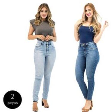 Imagem de Kit C/ 2 Calça Jeans Feminina Skinny Modelo e Cores - Apollogy, 46