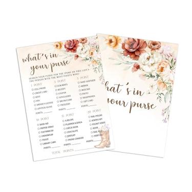 Imagem de Jogos de chá de panela, 25 cartas de jogo, cartas de jogos de outono boho floral tema caubói para, chá de panela, noivado, despedida de solteira, jogo de festa de casamento para decorações suprimentos