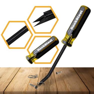 Imagem de Removedor de grampos de estofamento | Ferramenta de elevação de aderência com cabeça de ponta dupla para puxar pregos, grampos e tachas.