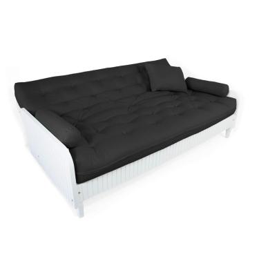 Imagem de Sofá Cama Paris Ripado Branco Acquablock Preto Madeira Nobre