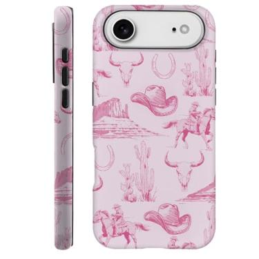 Imagem de DAIZAG Capa compatível com F5XJ Air, capa à prova de choque para mulheres e meninas, chapéu de cowboy rosa vintage cavalos cactos