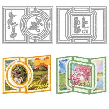 Imagem de MAYJOYDIY Matrizes de corte em forma de cartão 3D para fazer cartões retangulares em forma de cartão de presente, conjuntos de matrizes de corte em caixa 3D, estêncil, modelo de gravação para