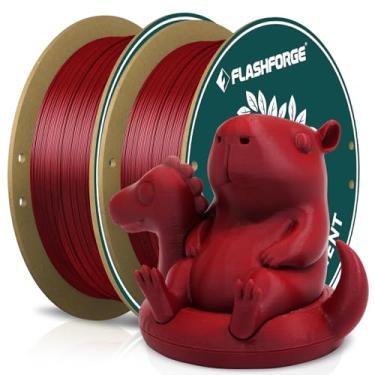 Imagem de FLASHFORGE Filamento PLA 1,75 mm vermelho rubi, pacote de filamentos para impressora 3D, carretel de papelão de 2 kg, precisão dimensional +/- 0,02 mm, filamento de impressão 3D fácil de usar e serve