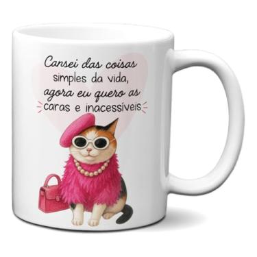 Imagem de Caneca Engraçada Gata Chique, Quero As Coisas Inacessíveis (Branca)