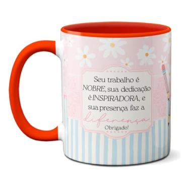 Imagem de Caneca Professor Seu Trabalho É Nobre Xícara Frase Criativa (Vermelha)