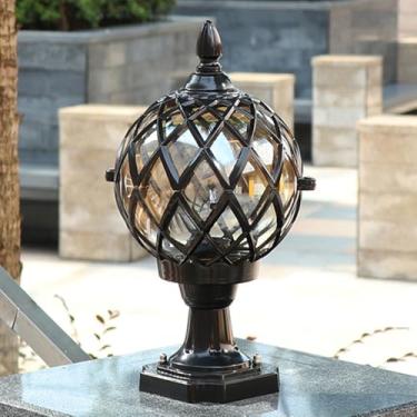 Imagem de PTOUG Luzes de coluna ao ar livre - IP65 à prova d'água paisagem externa poste poste luminárias cerca de aço inoxidável iluminação de rua exterior vintage globo pilar luzes