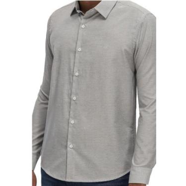 Imagem de Camisa Manga Longa Essencial Slim Masculina Ogochi 001520002 Cinza, M,