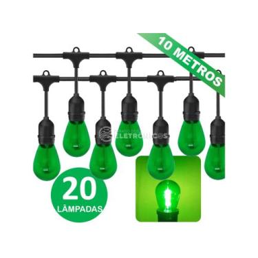 Imagem de Varal com 20 Lâmpadas LED Verdes de 1W Econômico e Estiloso para Qualq