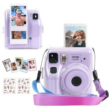 Imagem de WOGOZAN Capa transparente para câmera instantânea Fujifilm Instax Mini SE – Capa Instant Mini SE com alças ajustáveis, 5 molduras magnéticas e 2 adesivos DIY (sem câmera)