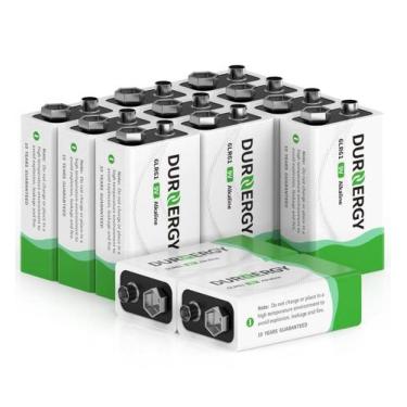 Imagem de Baterias de 9 V DURNERGY, vida útil de 10 anos, pacote com 12 unidades