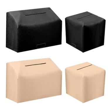 Imagem de ZJRDYYK 4 peças de porta-lenços para toalhas de mão de papel descartáveis Kleenex, capa de caixa de lenços de couro para mesa, banheiro, carro, escritório