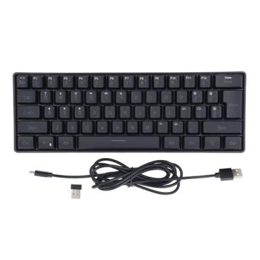 Imagem de Teclado de 3 modos Silêncio 61 teclas RGB Backlight Wireless Wired Bluetooth Mecânico Teclado para Laptop Tablet Gaming Office Gaming (Preto)
