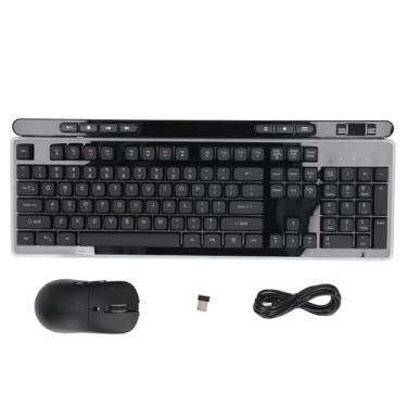 Imagem de Teclado RGB BackLit Mechanical Feel 104 mais 7 Teclas 3 Nível DPI Ajustável Recarregável com o teclado sem fio do mouse de 2,4 GHz para computador