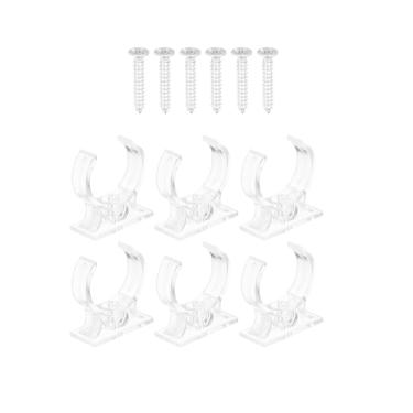 Imagem de Boxonly T8 Suporte de clipes U para suporte de montagem de lâmpada LED Suporte de tubo fluorescente de plástico com parafusos, pacote com 6