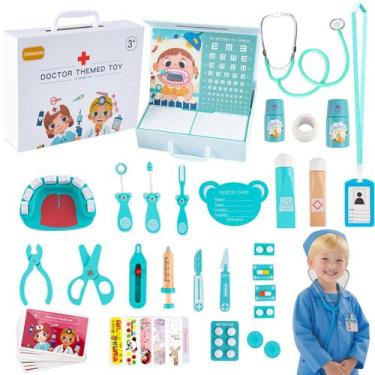 Imagem de Conjunto médico Doctor Kit Toys DQMOON Wooden Pretend Play
