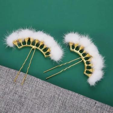 Imagem de Hanfu Hairball Bonito Headdress Feminino Antigo Pelúcia Borla Grampos de Cabelo Inverno Infantil Hanfu Acessórios Conjunto