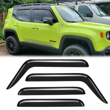 Imagem de 4 peças originais à prova de chuva defletores de vento de janela lateral à prova de chuva para Jeep Renegade 15-24, protetores de chuva, viseiras de janela bonitas para carros, acessórios de carro