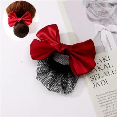 Imagem de Malha Flor Laço Crochê Laço Bun Net Presente para Mãe Clipe de Cabelo Para Atendentes de Luz Enfermeiras Acessórios de Cabelo Senhora Mulheres