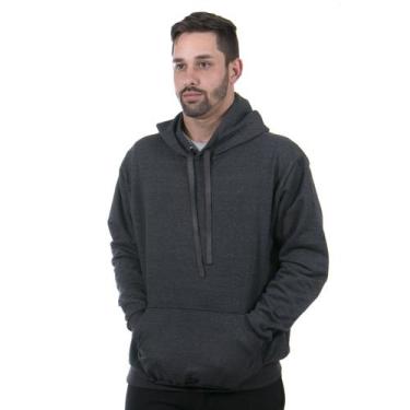 Imagem de Moletom masculino canguru com capuz liso de bolso inverno cor - grafit