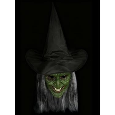 Imagem de UQJE Old Witch Mask with Witch Hat & Witches Wig Halloween Scary Creepy Green Old Lady Mask