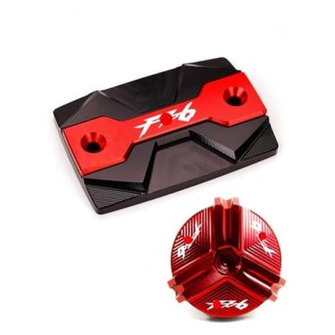 Imagem de BYYINGSUS Tampa de enchimento de óleo de motocicleta protetor de reservatório de fluido de freio frontal compatível com Y&AMAHA FZ6 FZ-6 ZF6N FZ6R FZ6S FA e zero (1 par vermelho)