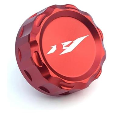 Imagem de BYYINGSUS Acessórios de motocicleta Peças universais personalidade tampa de copo de óleo de freio traseiro tampa decorativa do tanque compatível com Y&AMAHA YZF R1 R3 R6 (vermelho R1)