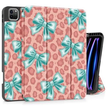 Imagem de May Chen Capa para iPad Pro M2 de 12,9 polegadas 6ª/5ª/4ª/3ª geração 2022 2021 2020 2018, suporte de três dobras com suporte protetor de TPU macio para despertar/hibernar, laço verde menta