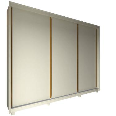 Imagem de Guarda Roupa Roupeiro de Casal Gelius Platinum 100% MDF com 3 portas de correr e pés OFF White