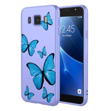 Imagem de KOARWVC Capa de celular para Galaxy J7 2016, SM-J710 Samsung J7 2016, capa protetora de TPU macio com estampa de borboleta fofa para Samsung Galaxy J7 2016, borboleta roxa
