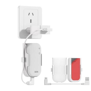 Imagem de Suporte de parede de tomada para núcleo de módulo Blink Sync, suporte central de módulo de sincronização para câmera de sistema de segurança Blink, sem fios bagunçados, sem perfuração para câmera com