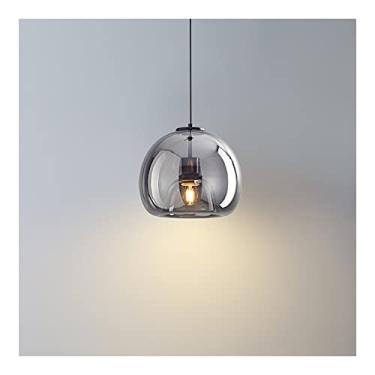 Imagem de Lustre moderno Lustre moderno de bola de vidro simples, personalidade minimalista globo sombra pingente luz, luminária de teto pendurado luminária para sala de estar quarto cabeceira bar (A,