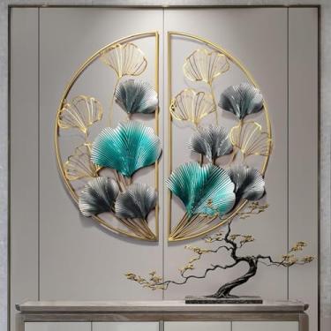 Imagem de YTHLZVBP Decoração de parede de metal, arte de parede de metal, arte moderna feita à mão, escultura de parede de metal, estampa de folhas criativas, decoração de parede de ferro de metal, tapeçarias
