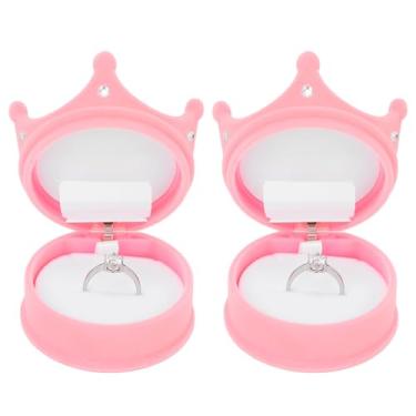 Imagem de Hapivida 2 peças, caixa de joias para brincos, caixa de exibição de joias para casamento, coroa pequena, caixa de presente, caixa de lembrança de baú do tesouro