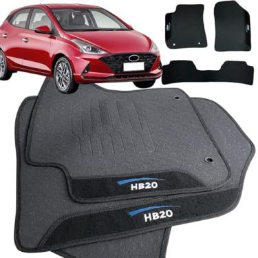 Imagem de Jogo de Tapete Borracha Automotivo pra Carro Compatível com Hb20 2020 2021 2022 2023 2024 Com Logo Bordado Impermeável Personalizado 3 Peças Traseira Inteiriça W8 Acessorios