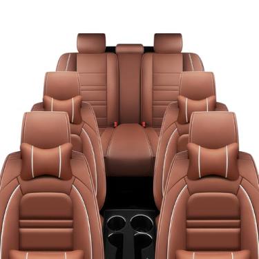 Imagem de TENDER GLOW Capas de assento de carro de couro adequadas para Chevrolet Tahoe 1997-2023, capa de assento de carro 7 assentos, antiderrapante e impermeável, conjunto completo com acessórios de