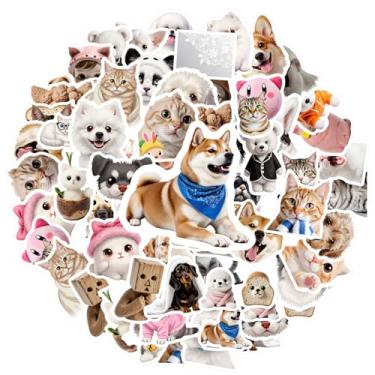 Imagem de 50 peças animais de estimação fofos adoráveis peludos brincalhões doces para mala, geladeira, telefone, bagagem, laptop, guitarra, carro, adesivo, brinquedos, guitarra, faça você mesmo, skate, laptop