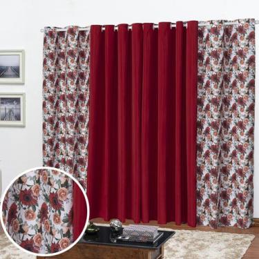 Imagem de Cortina Estampada Florata Floral Mista 2,00 Largura x 1,70 Altura Sala