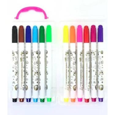 Imagem de Caneta Hidrográfica 12 Cores Lavável Colorida