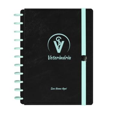 Imagem de Caderno De Disco Iscool Inteligente Personalizado 140 Folhas Profissões Preto Verde Oceano Veterinária Grande G+