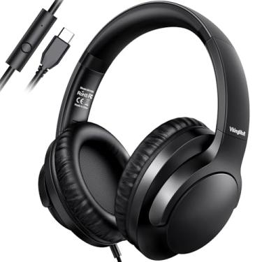 Imagem de Fones de ouvido USB C com fio, USB-C/Tipo C com microfone, fone de ouvido dobrável e leve com controle em linha, som estéreo HD para iPhone 15-16/Samsung/Laptop/Tablet tipo C