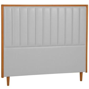 Imagem de Cabeceira Estofada Queen Imperial Couro Cinza 160 Cm
