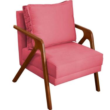 Imagem de Poltrona Decorativa Shine Pé Castanho - Rosê Suede