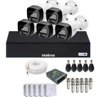 Imagem de Kit 5 Câmeras Intelbras 1120b Full Color, Dvr 8ch Mhdx 1008c  Sem Hd