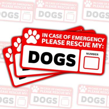 Imagem de (3 peças) em caso de emergência, Please Rescue My Dogs, decalque de vinil à prova d'água para laptop, garrafa de água, capa de telefone, presente de carro para donos de cães, amantes de animais de