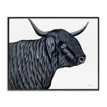 Imagem de Stupell Industries Filmore Black Bull Portrait Gray Framed Giclee Art, design by Ashley Justice, 24 x 30