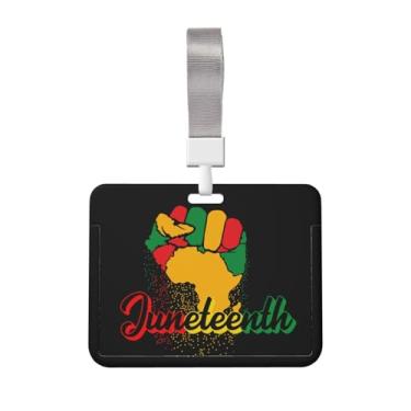 Imagem de Porta-crachá Juneteenth Fist Freedom Day com cordão à prova d'água para crachá de identidade, manga de cartão de plástico para trabalho, escola, escritório