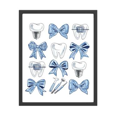 Imagem de It's a Good Day To Save Teeth Prints Wall Art Decor, Pôster de arte de parede com laço azul, presente de agradecimento para higienista dental assistente dental (20 x 25 sem moldura)